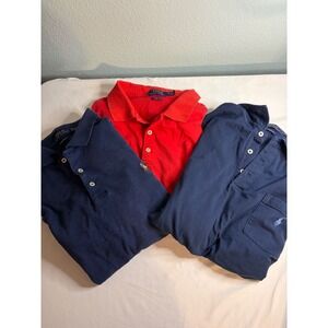 Lot of 3 Polo Ralph Lauren Mens XL Polo Shirts Navy Blue Red Classic Custom Slim